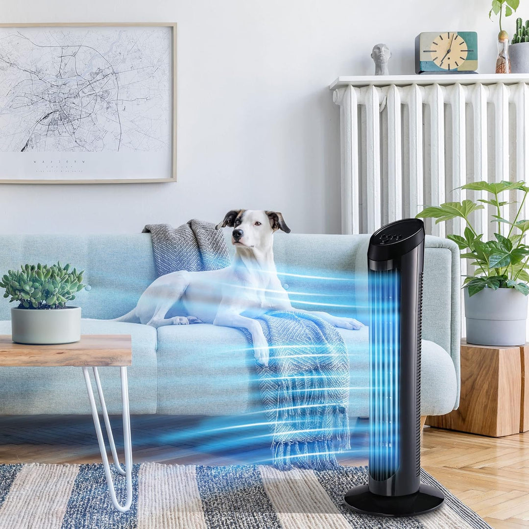 HOMCOM Standventilator 45 W Turmventilator Ventilator leise 3 Belüftungsstufen, 70° Oszillation, ABS