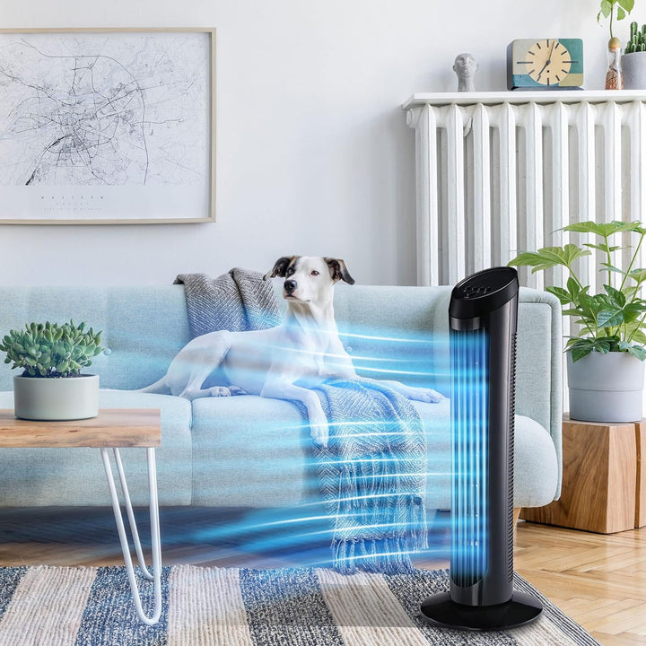 HOMCOM Standventilator 45 W Turmventilator Ventilator leise 3 Belüftungsstufen, 70° Oszillation, ABS