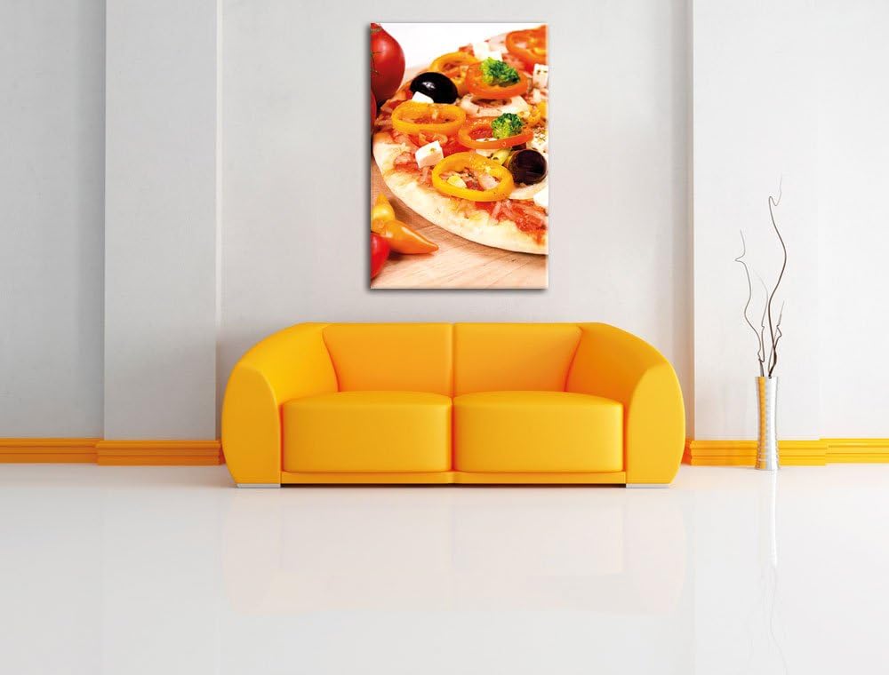 Pizza aus Italien, Format: 100x70 auf Leinwand, XXL riesige Bilder fertig gerahmt mit Keilrahmen, Ku