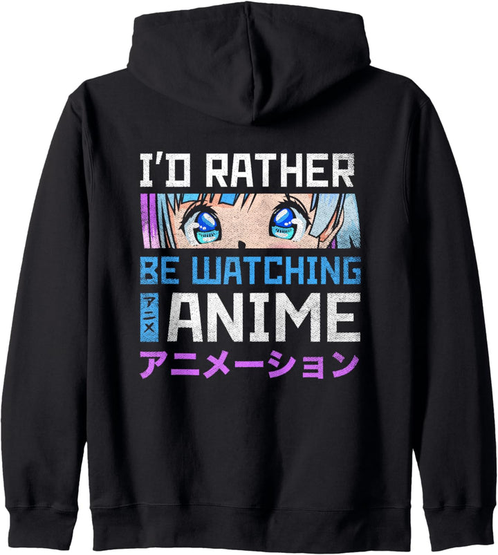 I'd Rather Be Watching Anime Japanisches Kawaii Manga Anime Kapuzenjacke