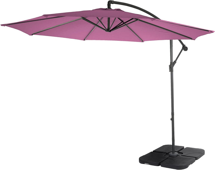 Mendler Ampelschirm Acerra, Sonnenschirm Sonnenschutz, Ø 3m neigbar, Polyester/Stahl 11kg mit Stände