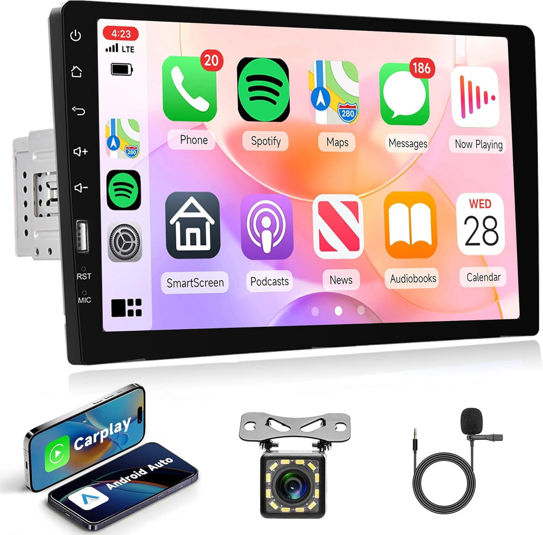 Autoradio 1 Din mit Apple Carplay Android Auto 9 Zoll Touchscreen Autoradio mit IOS/Android Mirror L