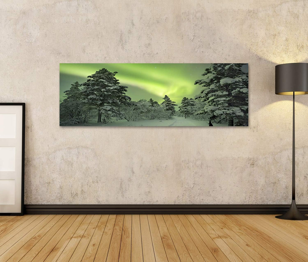 islandburner Bild auf Leinwand Aurora Borealis Pfad Winterlandschaft Finnisch Lappland Bilder Wandbi