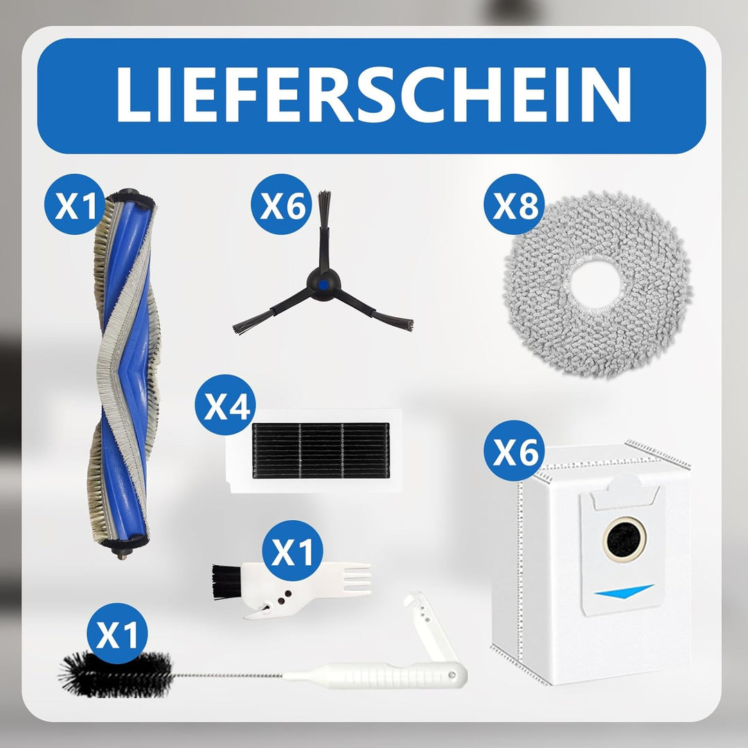 Yivy 27 Stück Zubehör für ECOVACS DEEBOT X5 OMNI,X5 PRO OMNI Saugroboter Ersatzteile: 1 Hauptbürste,