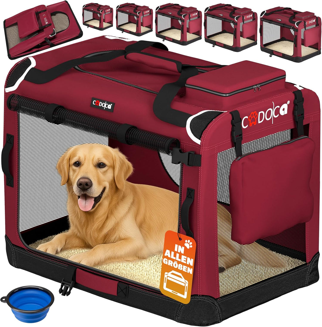 CADOCA® Hundebox faltbar Transportbox XXXL 101x70x70cm robust atmungsaktiv Transporttasche Auto Rück