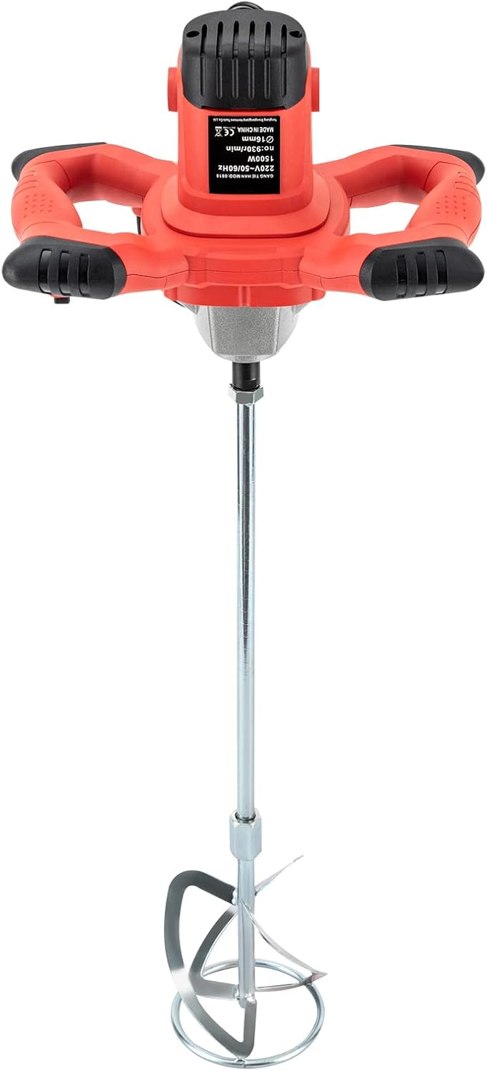 Tragbarer Betonmischer (1500 W, S-förmige Doppelklinge, Leerlaufdrehzahl 330-930rpm, Reiner Kupferbü