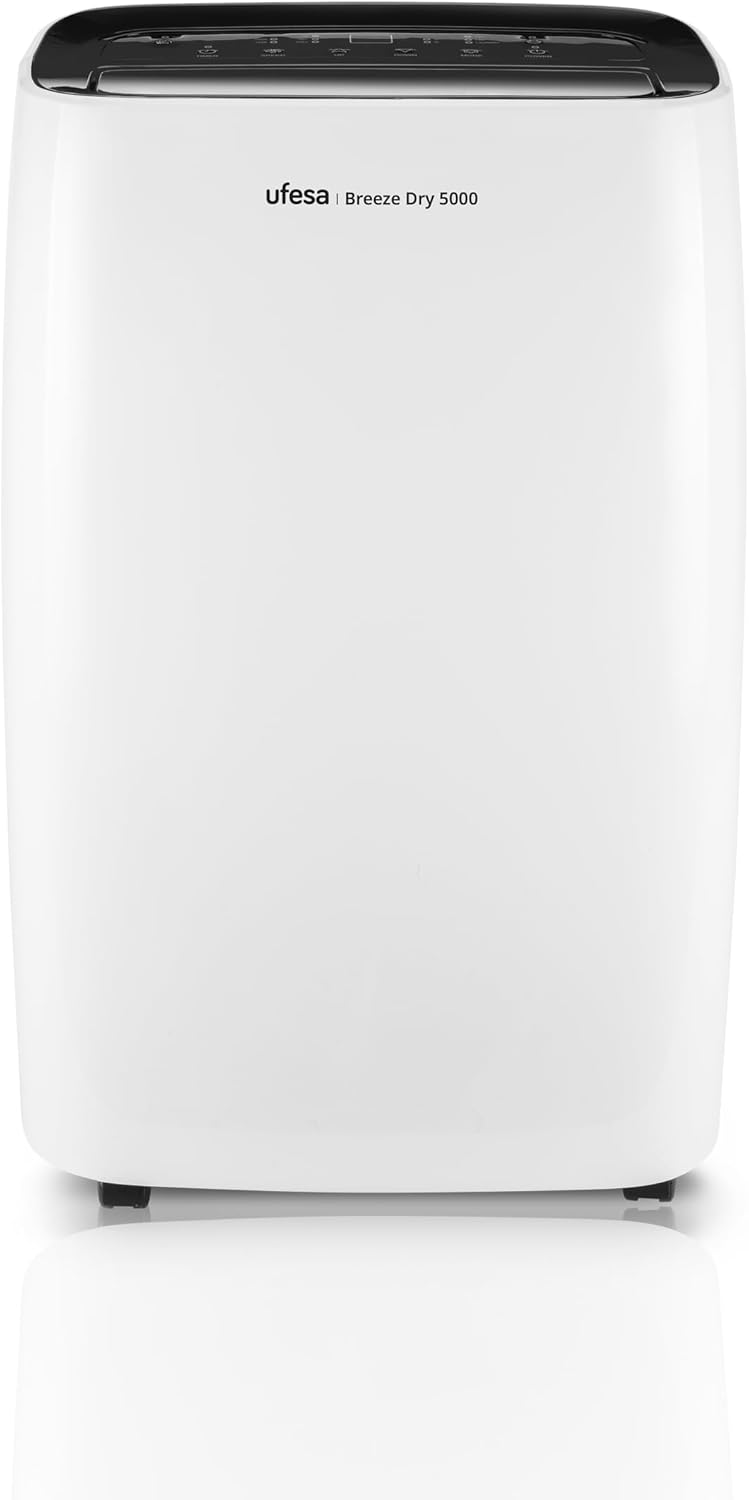 Ufesa Breeze Dry 5000 Luftentfeuchter 280W, 20L/24h, Leise 46dB mit Intuitivem Bedienfeld, Wäschetro