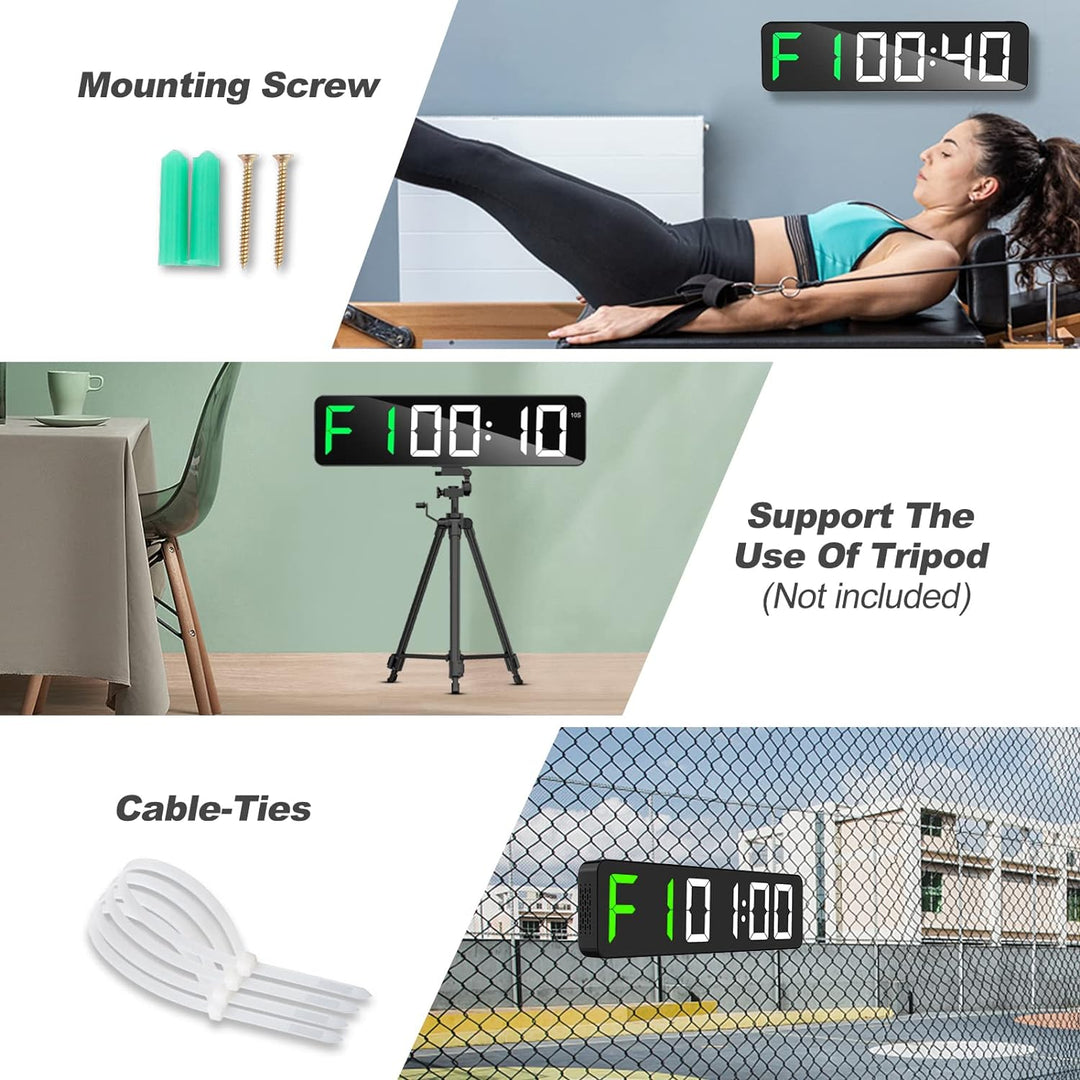 Gym Timer 15" Grosse LED-Anzeige Wanduhr|Intervall-Workout|Countdown & Up|Stoppuhr|12 Einstellbare L
