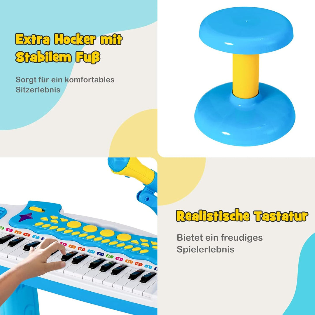 COSTWAY Kinder-Keyboard mit 31 Tasten, tragbares Musikinstrument mit Mehreren Sounds & Lichteffekten