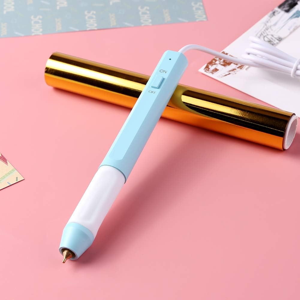 Heissfolienstift – Bastelwerkzeug mit Kalligraphie-Standardspitze 1,5 mm & goldener Glimmerfolien-Ro