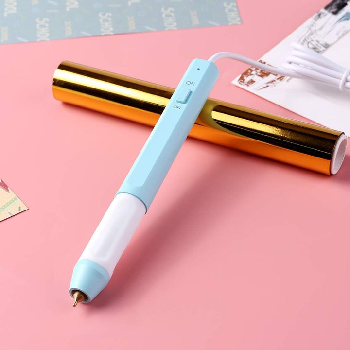 Heissfolienstift – Bastelwerkzeug mit Kalligraphie-Standardspitze 1,5 mm & goldener Glimmerfolien-Ro