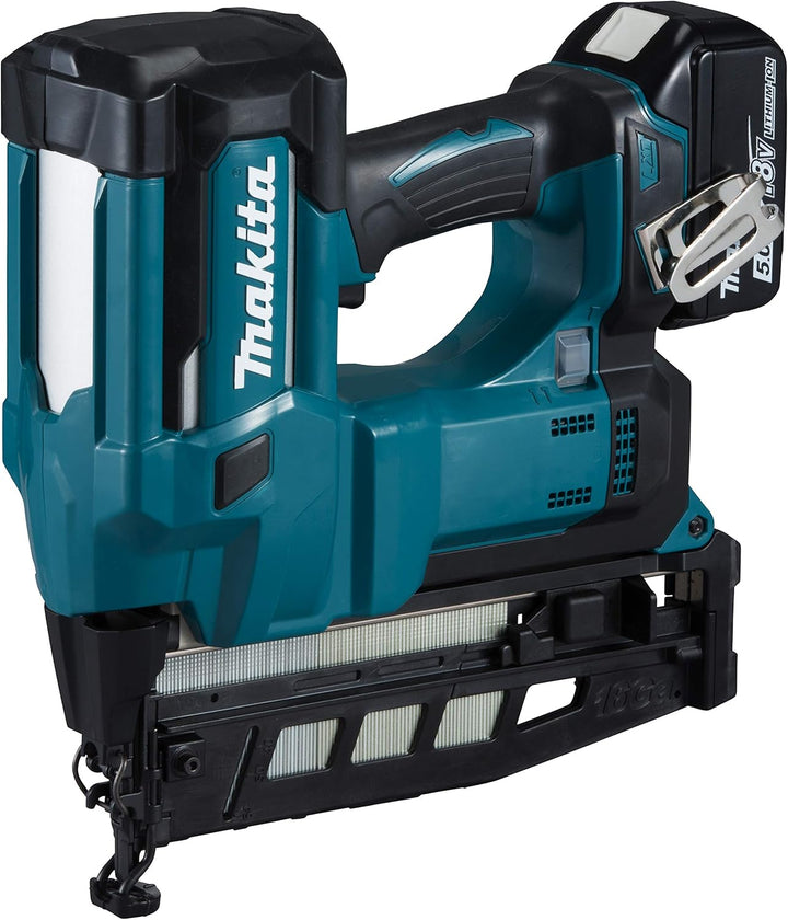 Makita Akku-Stauchkopfnagler 64 mm 18,0 V / 5,0 Ah, 2 Akkus + Ladegerät im MAKPAC Single mit 2 Akkus