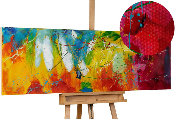 KunstLoft Leinwandbild | 100% HANDGEMALT | 150x50cm | Gemälde 'Bright Future' | Abstrakt | Bunt | Wa