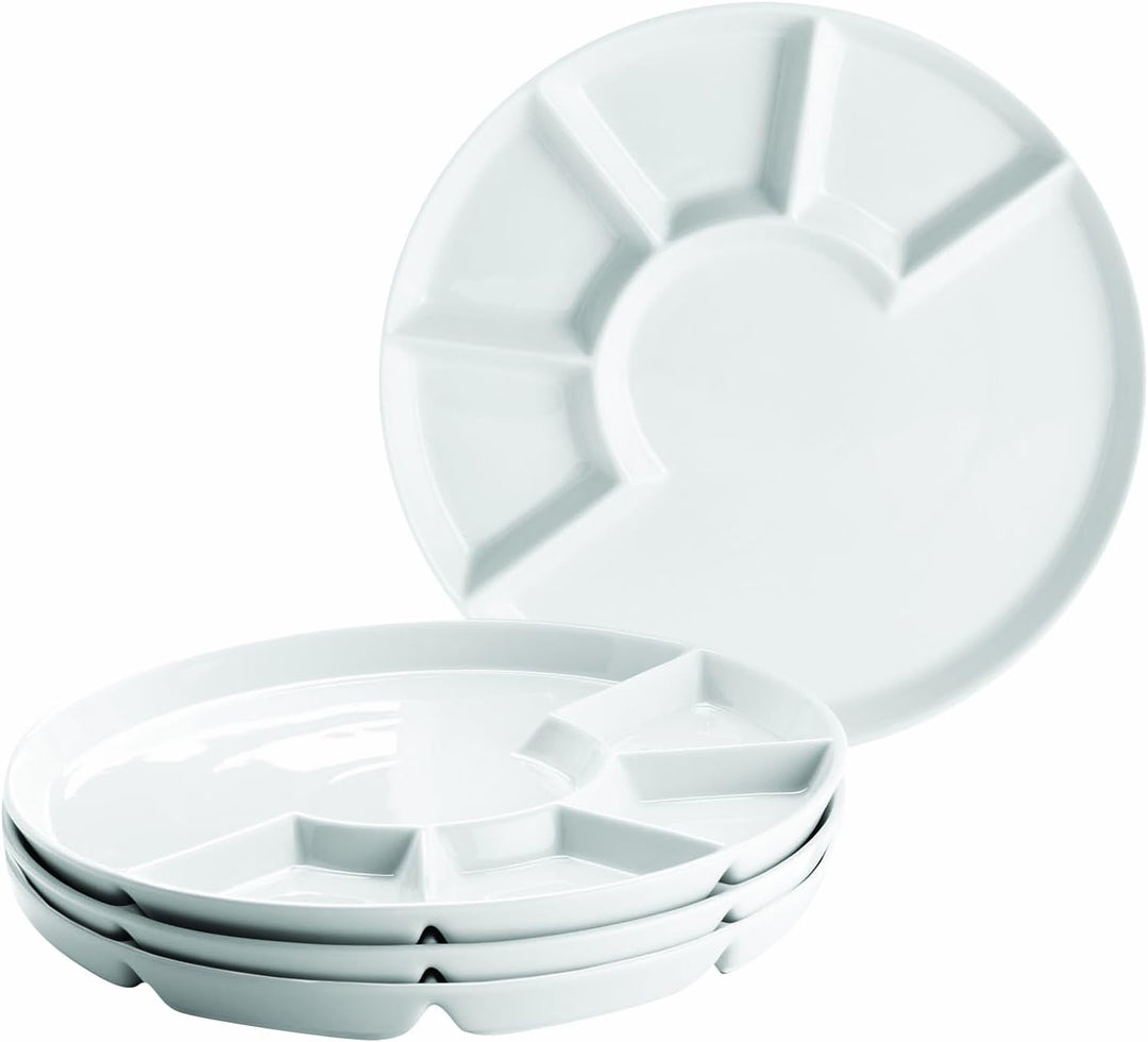 Mäser Fondueteller 4er Set 24 cm, Porzellan, Weiss