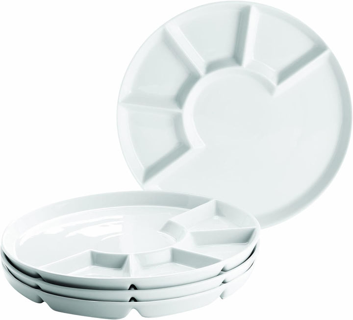 Mäser Fondueteller 4er Set 24 cm, Porzellan, Weiss