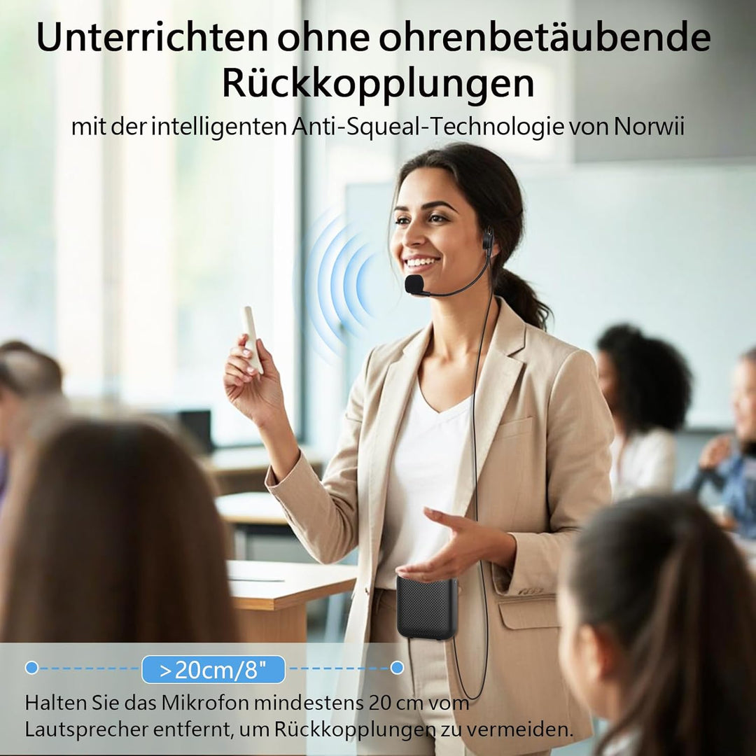 Norwii S358 tragbarer 4000 mAh wiederaufladbarer Sprachverstärker mit kabelgebundenem Mikrofon-Heads