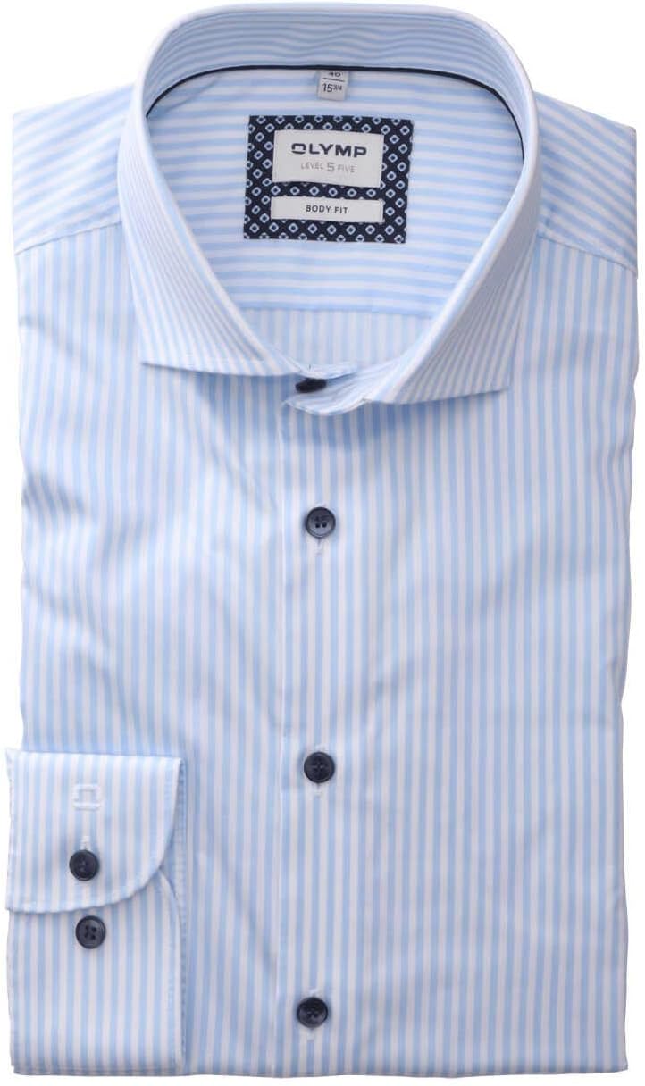OLYMP Herren Businesshemd Langarm Level Five,Römer Streifen,Body fit,Royal Kent 45 Bleu 11, 45 Bleu
