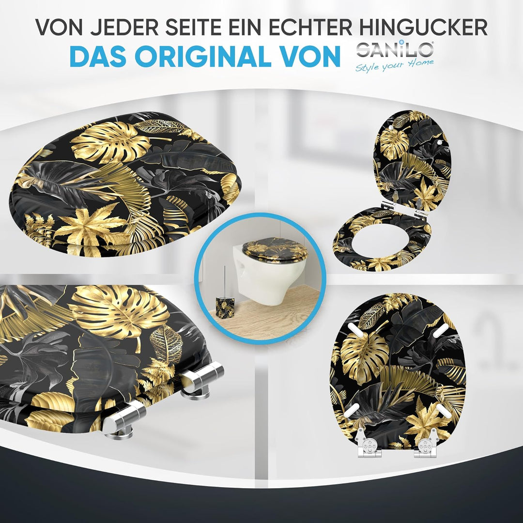 Sanilo WC Sitz mit Absenkautomatik, viele schöne schwarze Toilettendeckel zur Auswahl, hochwertige u