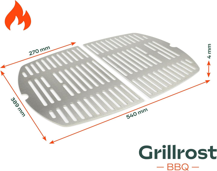 Edelstahl INOX Grillroste für die Weber Q200/2000 Baureihe | spülmaschinenfest - Set aus 2 Hälften G