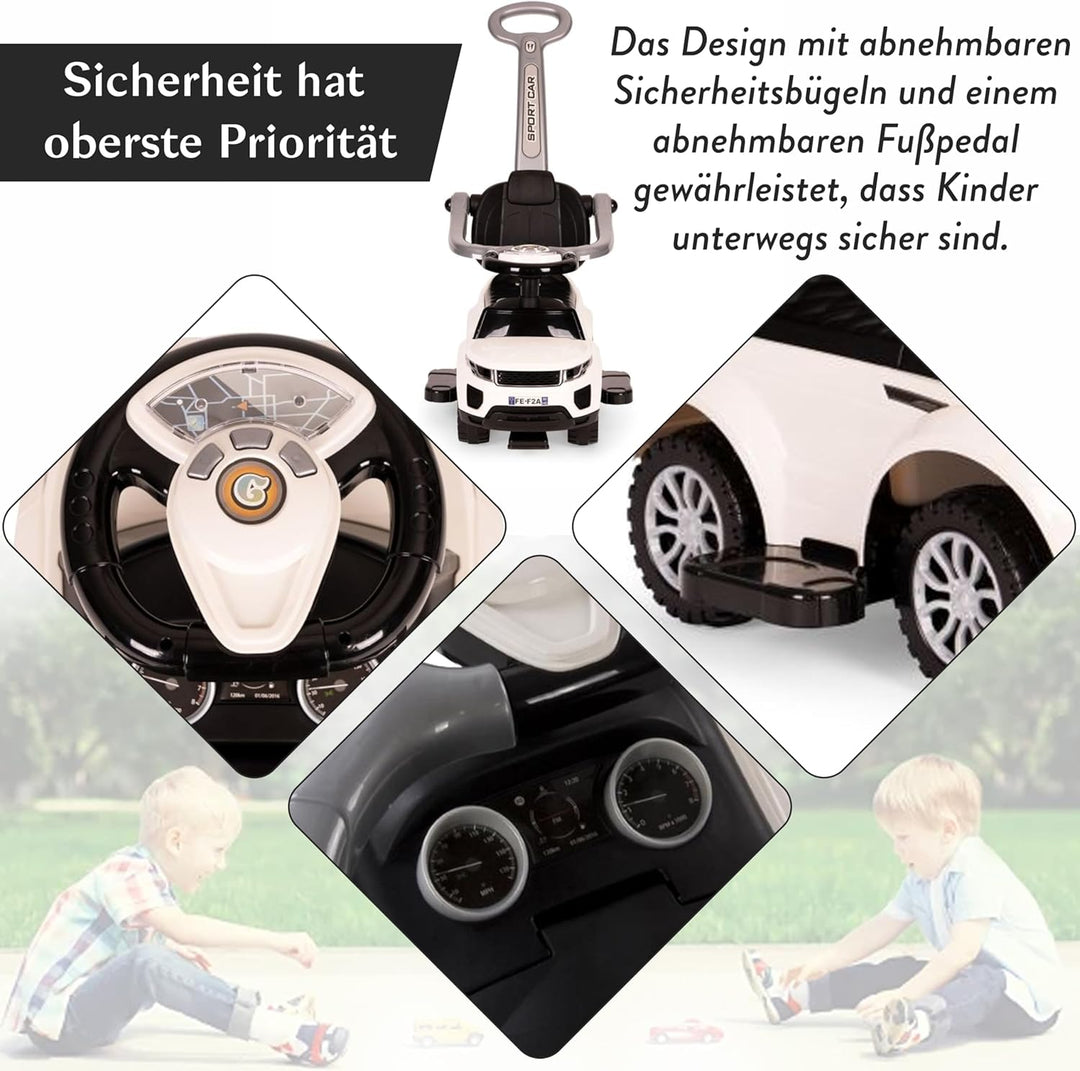 COIL Rutschauto ab 1 Jahr mit Schiebestange 614 W - Baby Car Rutschauto für Kinder - 3-in-1 Design -