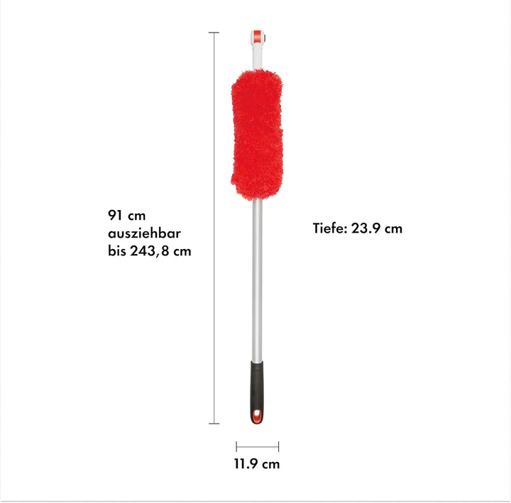 Oxo Good Grips ausziehbarer Staubwedel, Aluminium, mit verschiedenen Aufsätzen Long Reach Duster Sin