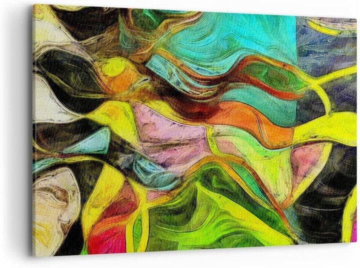 Bilder auf Leinwand 100x70cm Leinwandbild mit Rahmen Abstraktion modern Gross Wanddeko Bild Schlafzi