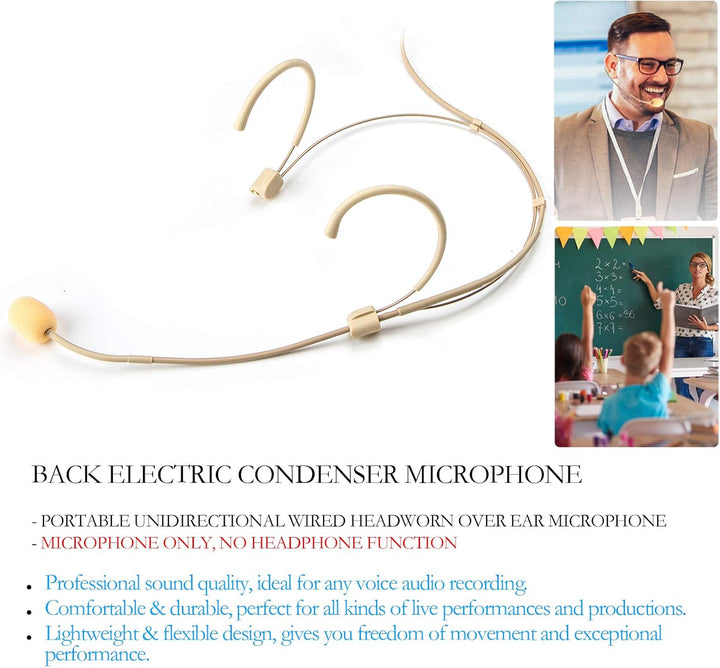 Sujeetec Headset Mikrofon Stirnband mic für AKG Samson kabellos Bodypack Transmitter Taschensender -