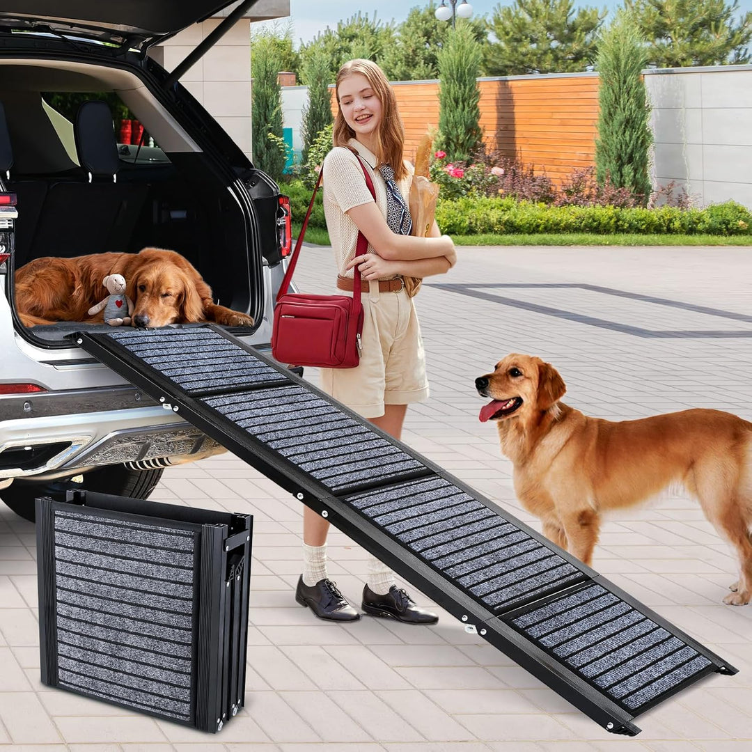 Extra Lang 170cm Hunderampe Auto Klappbar,Hundetreppe Auto mit High Traction Teppichoberflรคch,rutsch