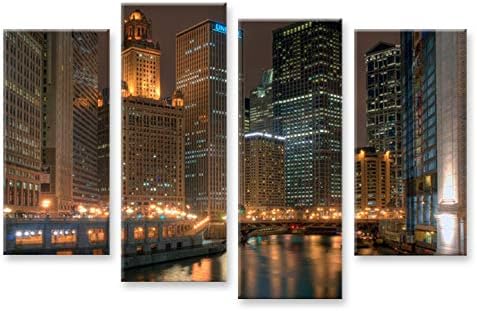 islandburner Bild Bilder auf Leinwand Chicago 4er XXL Poster Leinwandbild Wandbild art up your life