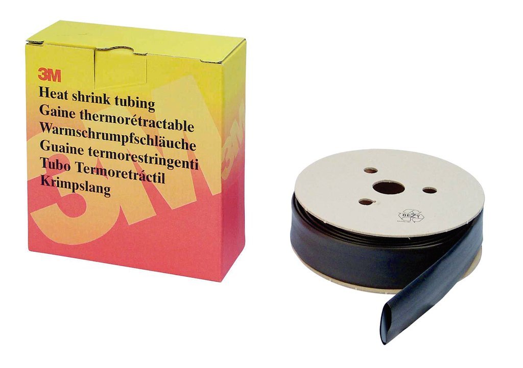 3M HSR6,4 HSR Dünnwandiger Warmschrumpfschlauch auf Rolle, 6,4/3,2 mm, 9 m, Schwarz