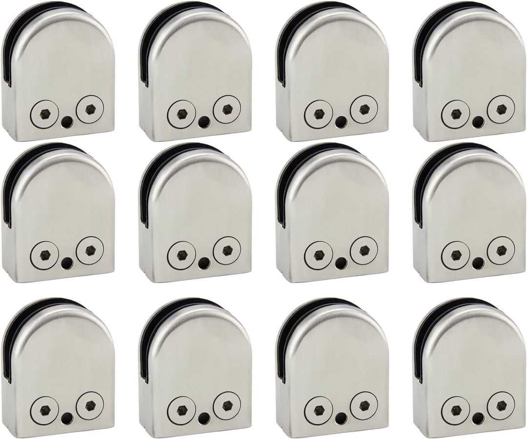 (Verbesserte Version) 12 x Edelstahl Stainless Steel 304 Klemmhalter Glasklemme Glasklemmhalter Glas