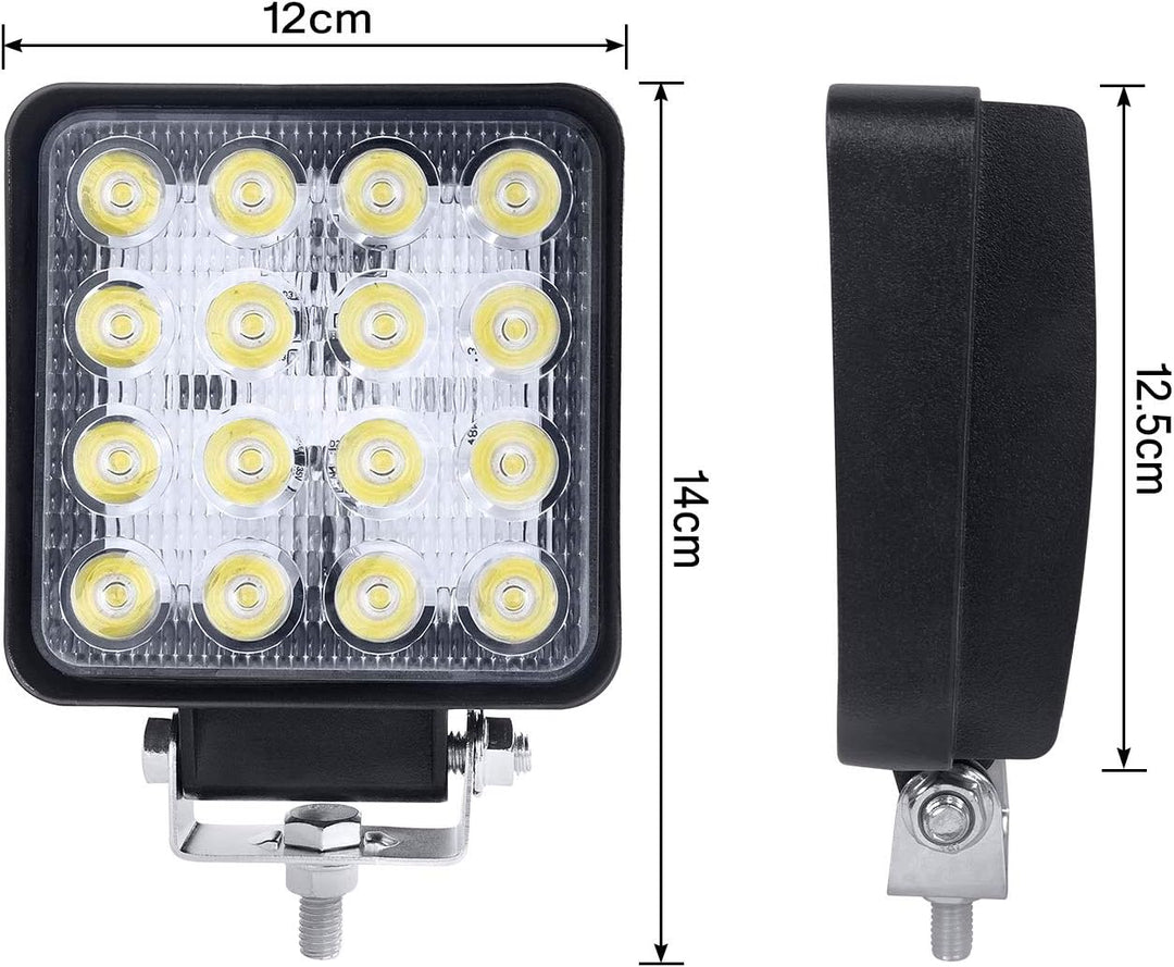 NAIZY 4 * 48W Quadrat LED Arbeitsscheinwerfer 12V Zusatzscheinwerfer 4320LM Offroad Reflektor Flutli