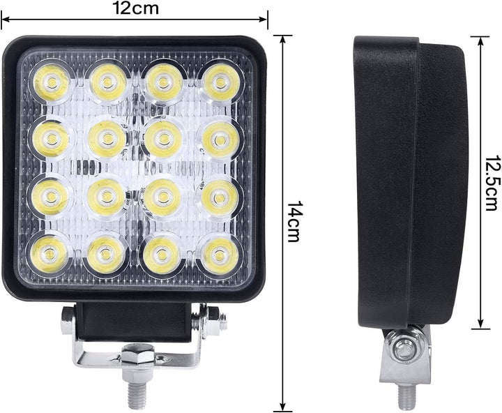 NAIZY 4 * 48W Quadrat LED Arbeitsscheinwerfer 12V Zusatzscheinwerfer 4320LM Offroad Reflektor Flutli