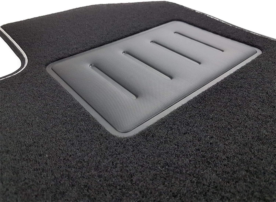 Das Teppich Auto, sprint04801, Fußmatten Teppiche Schwarz rutschfest, verstärkter Rand, zweifarbig