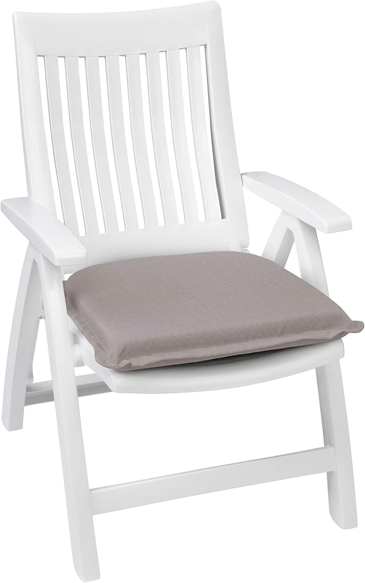 Traumnacht Komfort 4er Set Stuhlkissen/Sitzkissen Outdoor taupe, Bezug abnehmbar, mit Eckbändern, 44