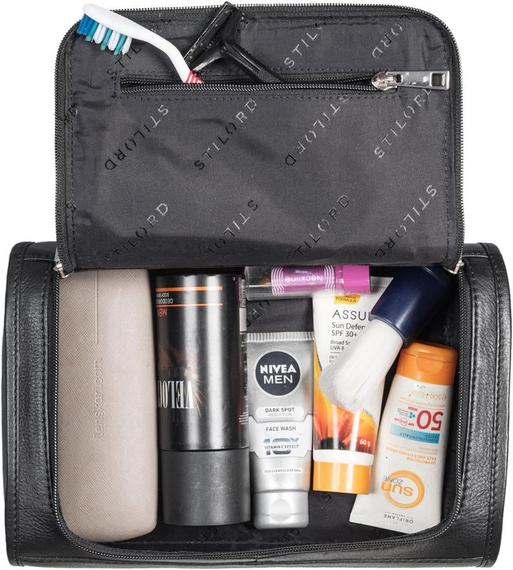 STILORD 'Juri' Leder Kulturbeutel Gross für Damen und Herren Unisex Waschtasche für Unterwegs Kosmet