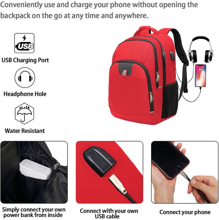 Della Gao Laptop-Rucksack, grosser Computer-Rucksack mit USB-Ladeanschluss und Kopfhörerloch, Busine