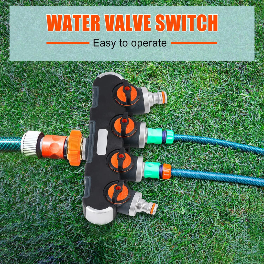 oumuik 4 Wege Verteiler 3/4-1/2 Zoll Wasser/Garten Verteiler für Gartenschlauch Kupplung mit Absperr