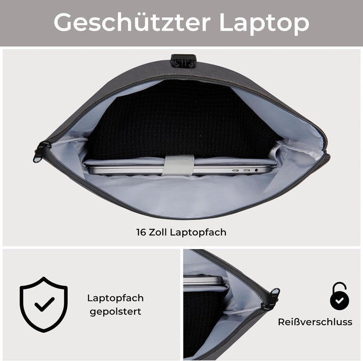 LARKSON Fahrradtaschen für Gepäckträger Damen & Herren Anthrazit - Tammo Bike - 2 in 1 Fahrrad Tasch
