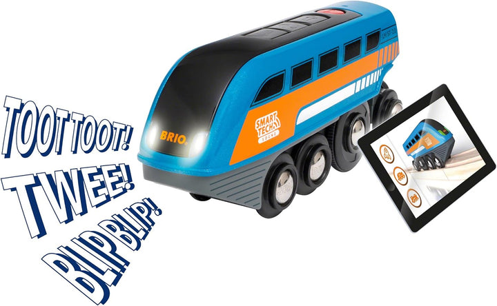 BRIO World 33971 Smart Tech Sound Lok mit Aufnahmefunktion Elektrischer Zug mit Tunnel Interaktives