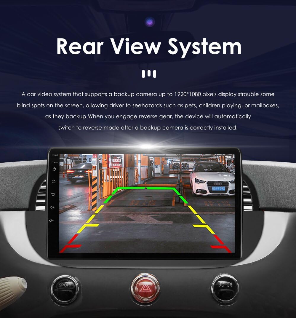 hizpo 9 Zoll Touchscreen Autoradio Kompatibel mit FIAT 500 2007-2014 mit Carplay/Android Auto 8-Core