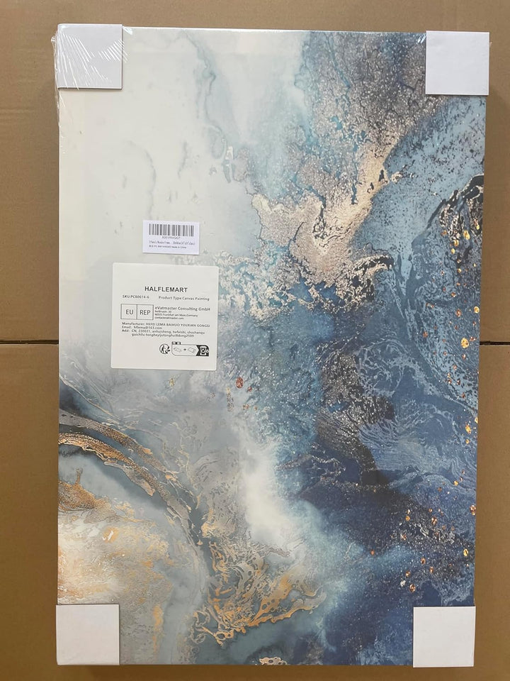 3 Pcs Mit Rahmen Goldblauer Ozean Leinwand Bilder Abstrakte Krachende Wellen Bild auf Leinwand Maler