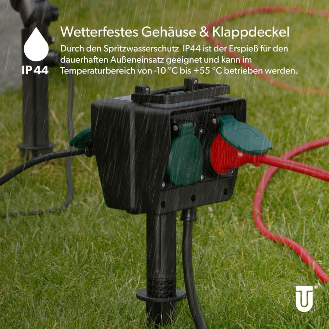 UNITEC Erdspiess mit 4-fach Steckdose 1,5m-Zuleitung