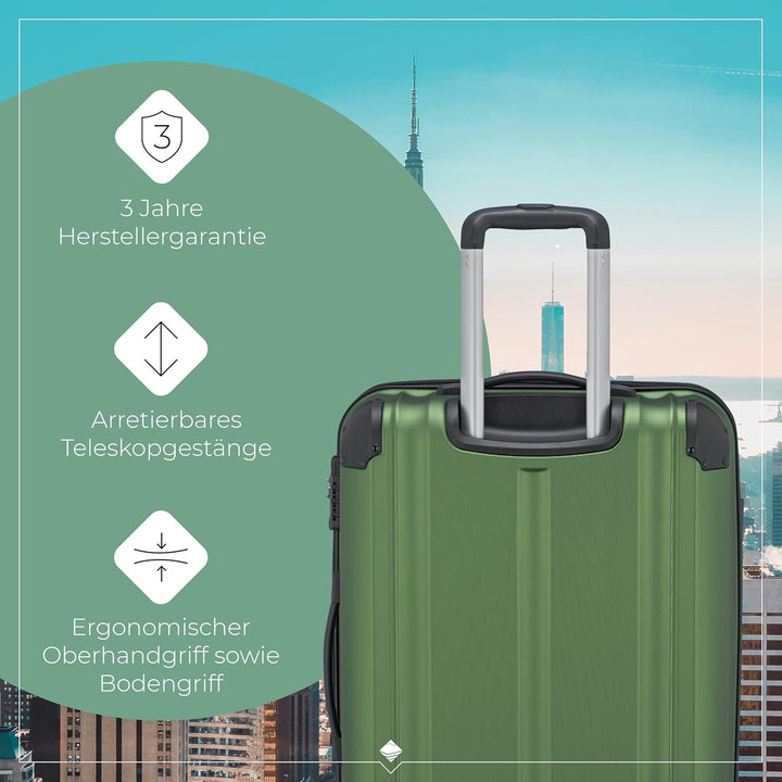 travelite 4-Rad Koffer M mit TSA Schloss + Dehnfalte, Gepäck Serie CITY: Robuster Hartschalen Trolle