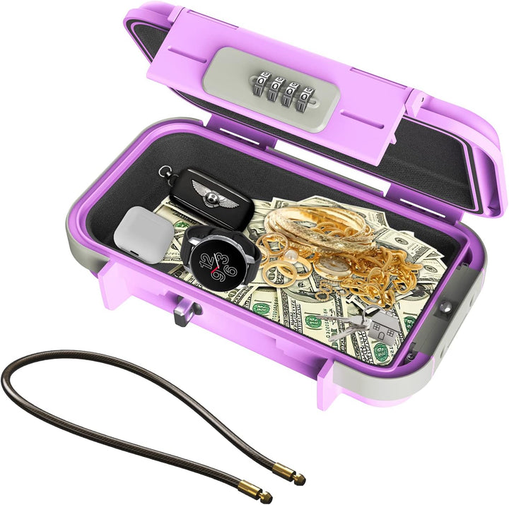 Brifit Tresor mit Zahlenschloss, Tragbare Sicherheitsbox Wasserdicht Anti-Diebstahl, Mini Safe Treso