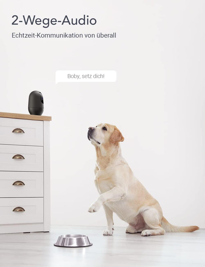 nooie Babyphone mit Kamera 2K, 360° Babyphone WLAN Überwachungskamera innen, Hundekamera mit App, Be