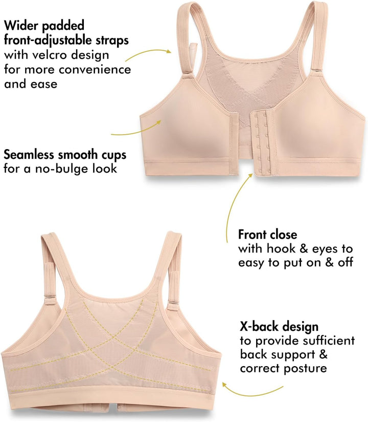 DELIMIRA Damen Vorderverschluss BH Haltung Starker Halt Rückenstütze ohne Bügel BHS Grosse Grössen V
