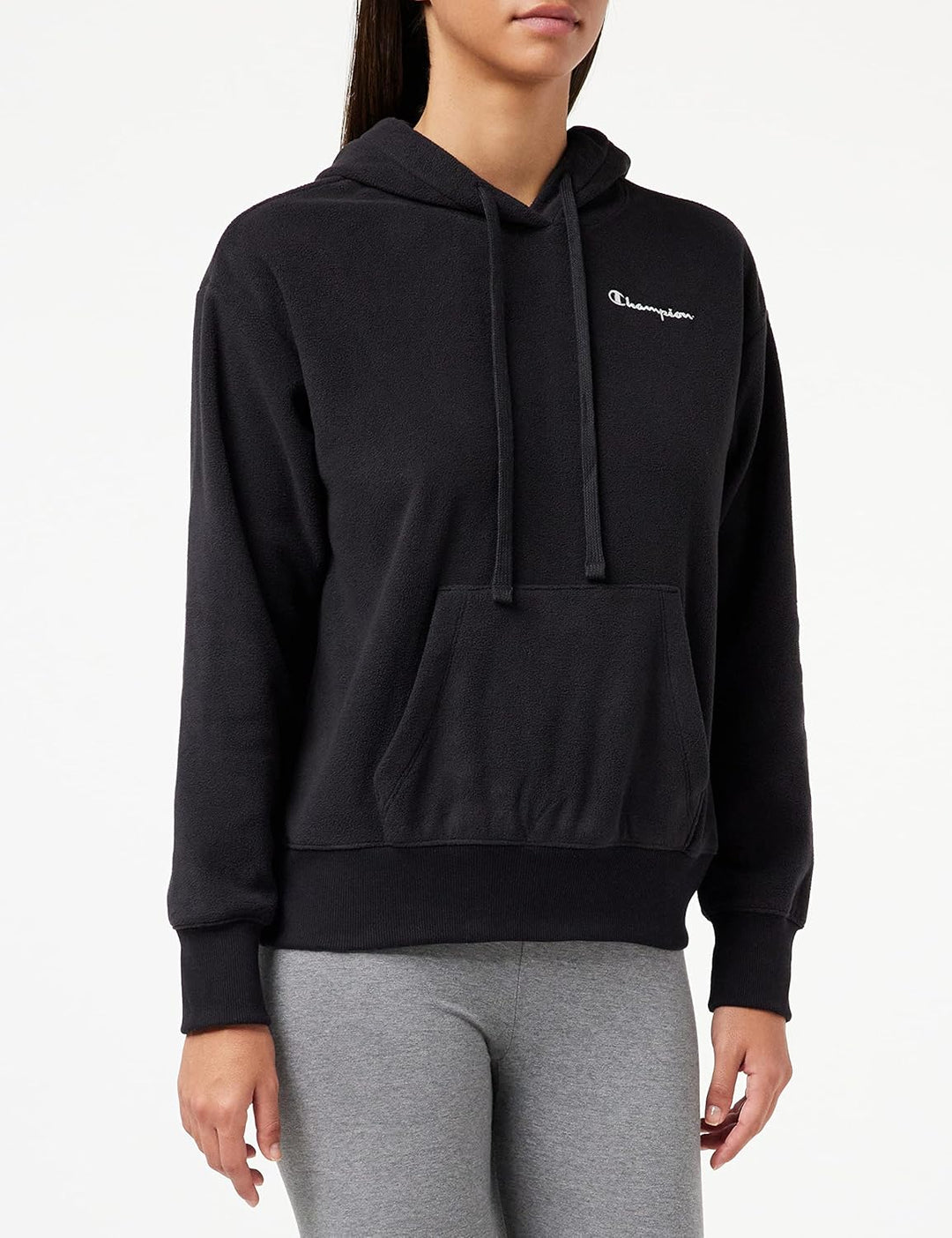 Champion Damen American Classics-Small Script Logo Polar Fleece Hooded Sweatshirt M Schwarz, M Schwa