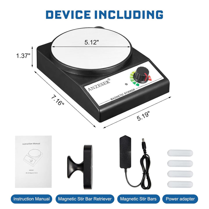 ANZESER Magnetrührer mit Magnetrührstäbe, Drehzahlbereich 0~3500 UpM, Rührmenge 3000mL