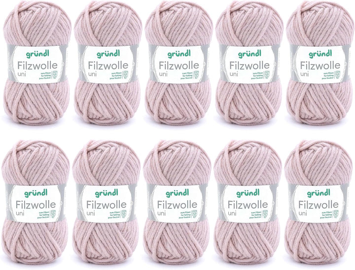 Gründl Filzwolle uni (Wolle zum Filzen, Stricken und Häkeln, Garn aus 100 % Schurwolle, 50 g / 50 m,